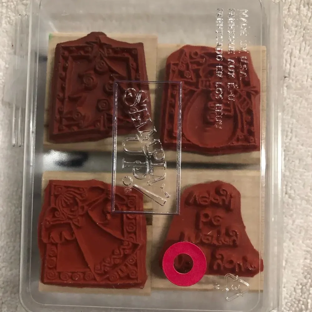 Stampin' Up! Very Merry 4-Stamp Christmas Holiday Festive Rubber Stamps